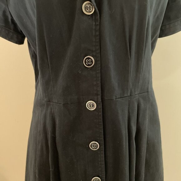 Charter Club Midi Shirt Dress Size 6 Black Button Down Pleated Stretch Classic - Picture 4 of 12